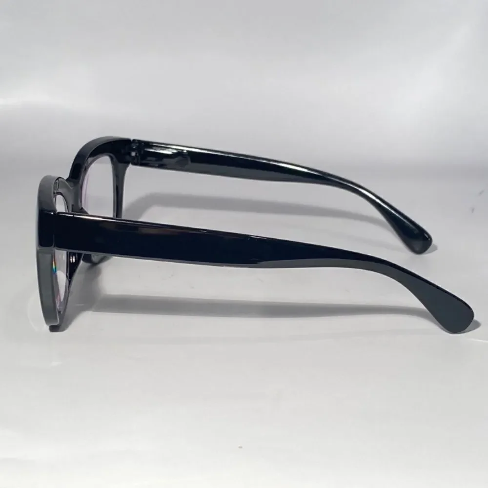 1142 Mona Reading Glasses 2.50 Sq Eyeglasses Black Frames Readers NWT